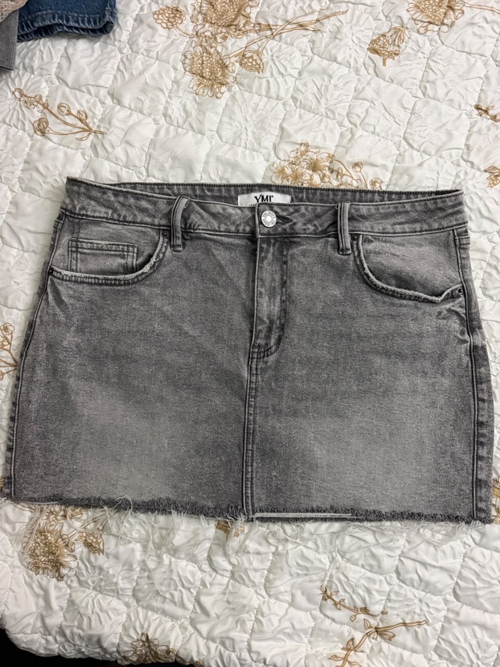 YMI Washed Gray Denim Mini Skirt